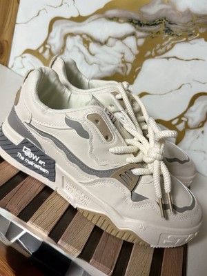Egw art The mainstream Men's Lace-Up Sneakers White Beige Gray Black