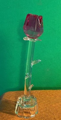 6.5   Glass Red Rose Knick Knack Flower Art Glass