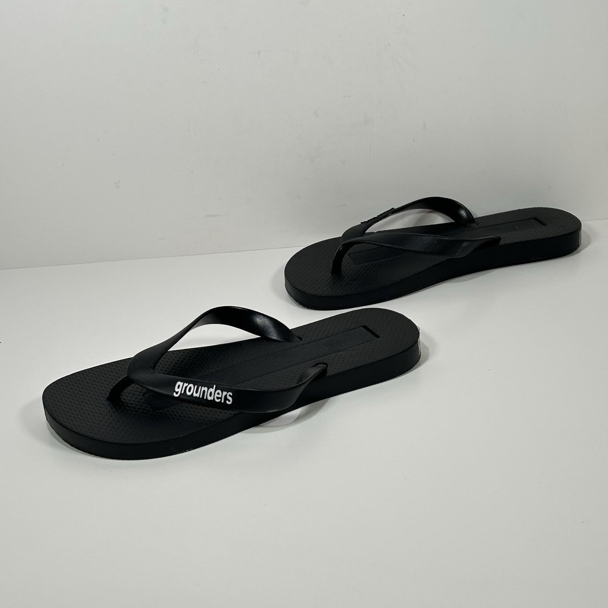 Earthing Grounders Grounding Flip Flops Womems 6 Black Thong