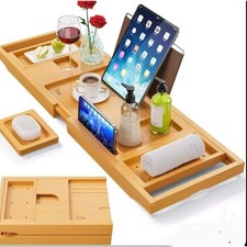 NEW Yirilan Bamboo Bathtub Caddy Tray, Luxury Wedding housewarming birthday gift