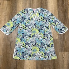 Lilly Pulitzer Tiger Lilly Floral Tunic Mini Kaftan Dress Coverup L Beach Boho