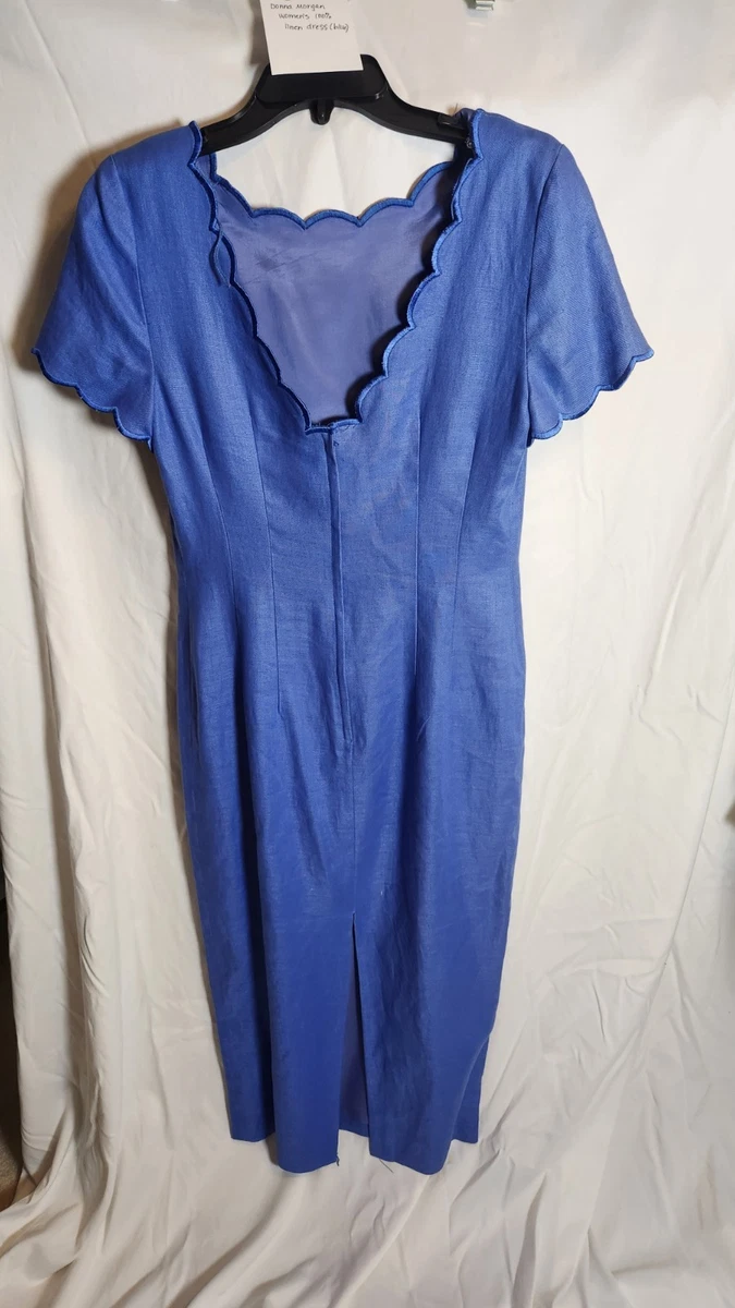 stretchy linen blend dress Saulay Square Neck Linen Midi Dress - / Ink Blue- Size2XS main image 1