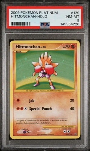 2009 POKEMON PLATINUM #129 HITMONCHAN-HOLO PSA 8