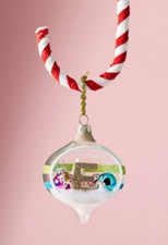 Anthropologie Party Animal GLASS monogram Christmas Ornament INITIAL LETTER E