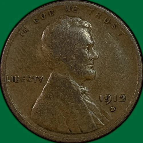 1912-D Lincoln Wheat Cent Very Good VG Coin #34233