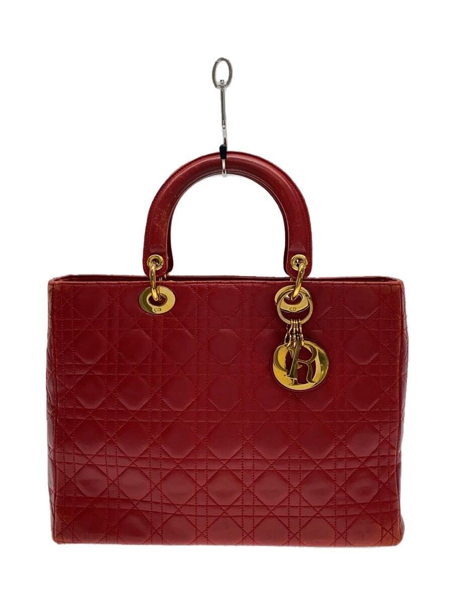 Dior Lady Large Red Leather Handbag Pre-Owned