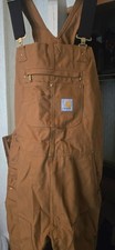 Carhartt R01 BRN Duck Bib Overalls 38x30 Double Front Pocket NWT
