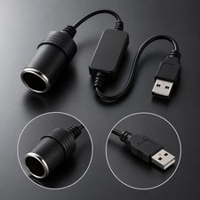 USB To 12V Car Cigarette Lighter Female Socket Converter Adapter Cable Connector
