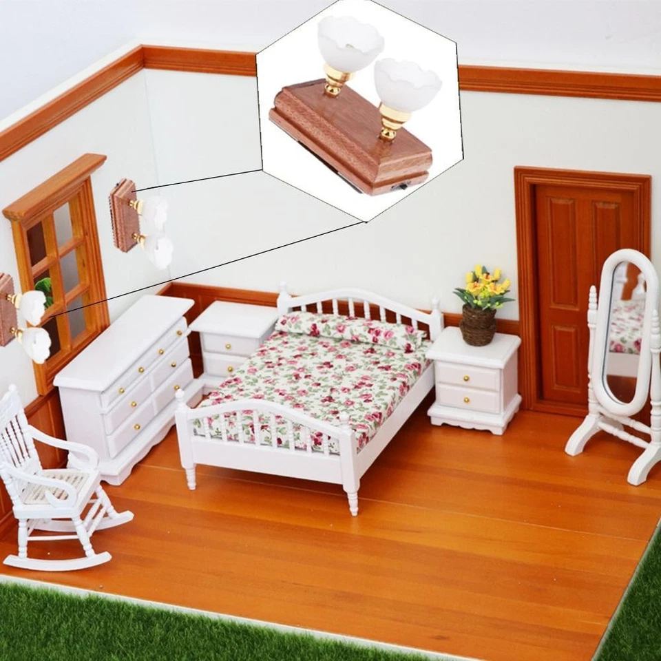 1:12 casa delle bambole in miniatura a doppia testa LED Kit plafoniera a LED - Immagine 3 di 4