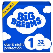 Big Dreams Baby Diapers, Size 1 8-14 lbs , 32 Count 1, White