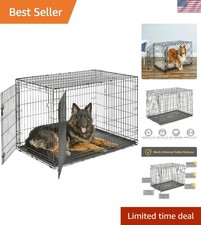 48-Inch Crate for Extra-Large Breeds, 90-110 lbs, Double Door Folding Dog Cra...