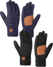 Winter Gloves for Women 2 Pairs, Womens Gloves with Touchscreen Wool Knit, Alpac