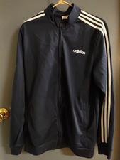 Adidas Essentials 3 Stripes Tricot Navy Blue Track Top Full Zip Men's Large