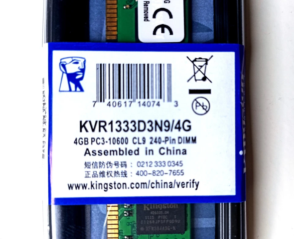 4 Pezzi - Kingston 4GB PC3-10600 DDR3 1333MHz CL9 KVR1333D3N9/4G Memoria RAM PC - Immagine 3 di 4