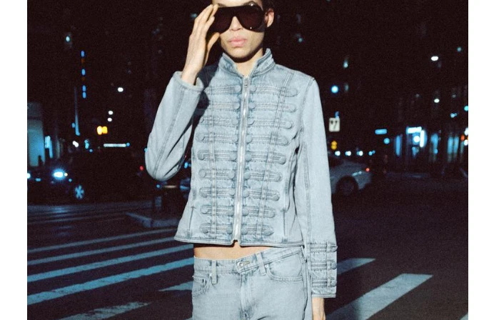Zara FITTED DENIM JACKET WITH BUTTONS ZW COLLECTION blue Size XS-XL 7627/047/406