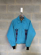 Vintage 90s David James Aztec Teal bomber jacket Sz M made in the USA Western