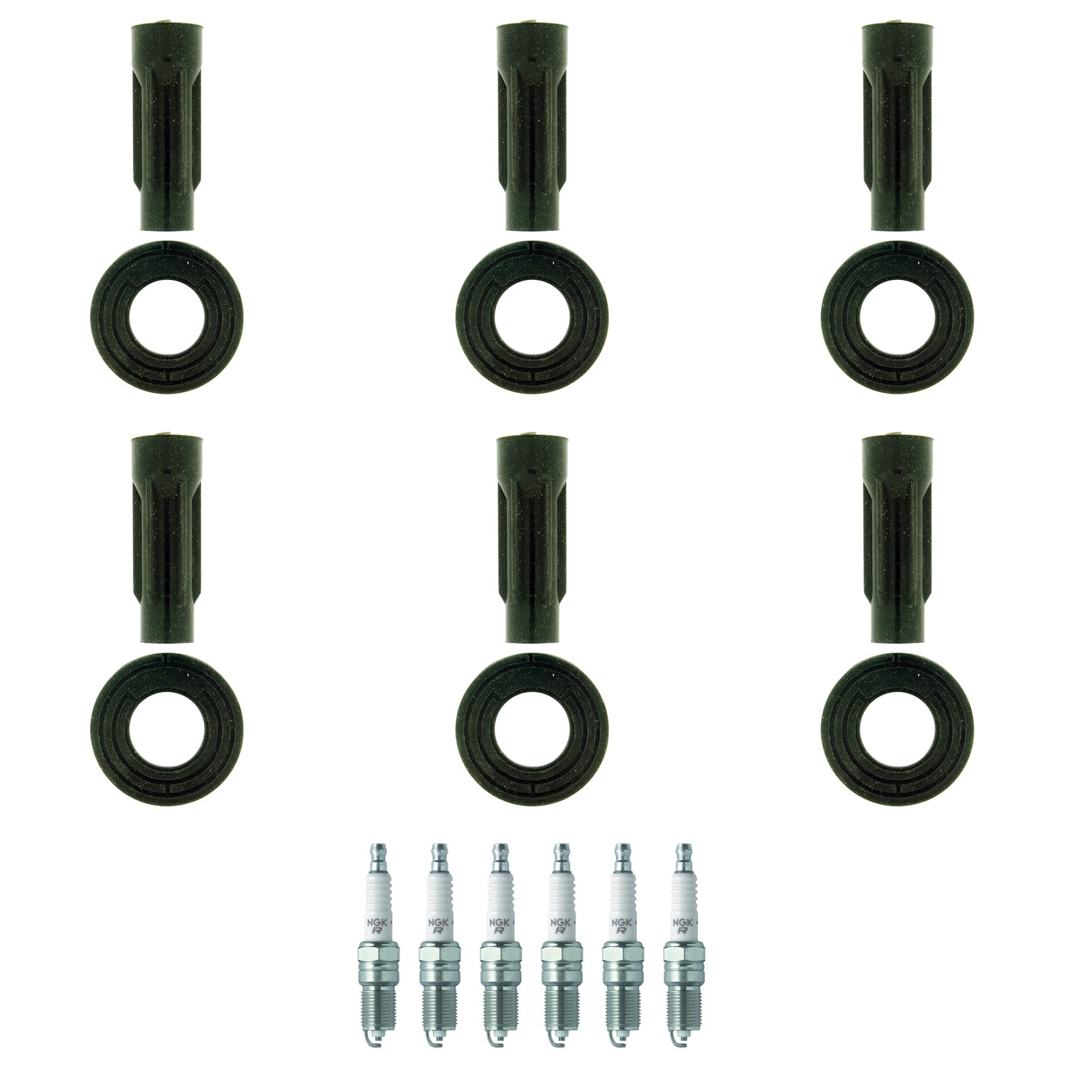 NGK 6 V-Power Spark Plugs 6 Coil Boots Kit for Escape Fusion Mariner Milan 3L V6
