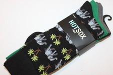 Hotsox Men's Cotton Blend Dress Crew Socks Size 10-13 Multi Design Print 3-Pack