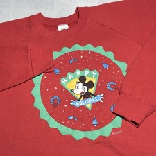 Vintage 90s Disney Mickey Mouse Happy Holidays Sweatshirt Size XL USA Made