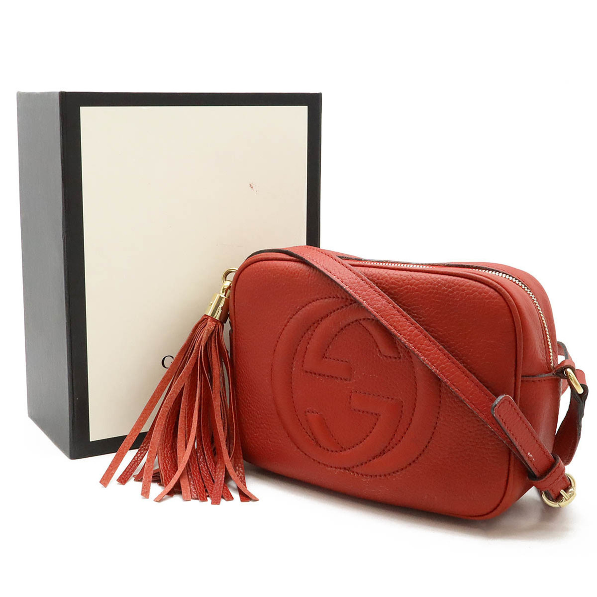 GUCCI Soho Small Disco Tassel Shoulder Bag Pochette Leather GUCCI Soho Small Disco Tassel Shoulder Bag Pochette Leather