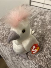 Ty Beanie Babies Kuku Cockatoo Bird 1998 White Bird with Original Tag Error
