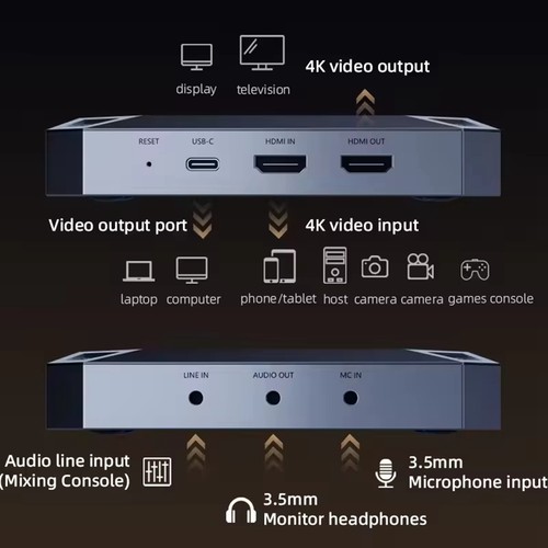 VD05 Videoaufnahmekarte 4K 60HZ Spiel Live Stream Switcher Typ-C USB3.5079 - Afbeelding 4 van 6