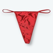 Satin V-String Hi-Cut Thong Red S