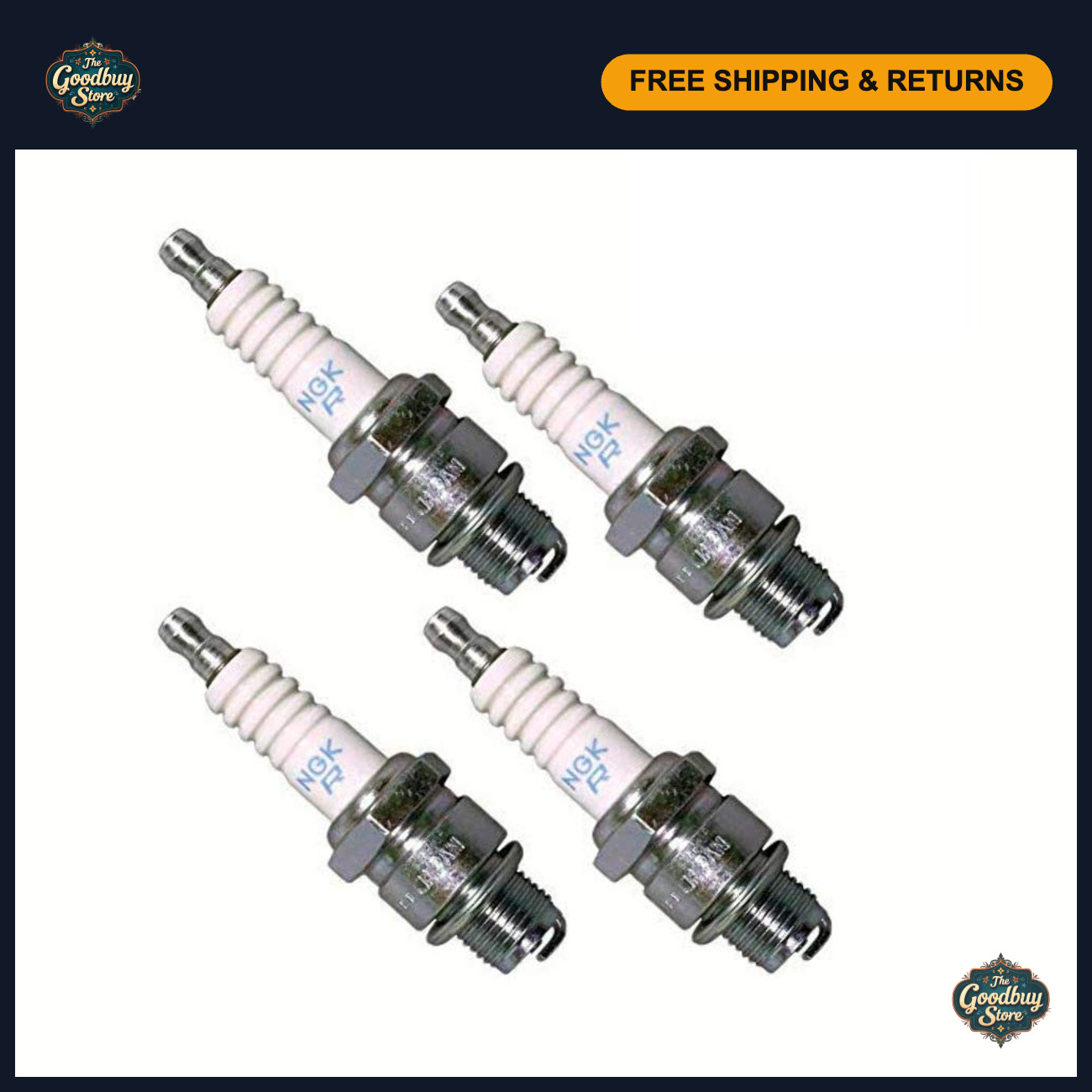 High-Performance Spark Plugs for Motorcycle, ATV, Marine - Copper Core, Set of 4
