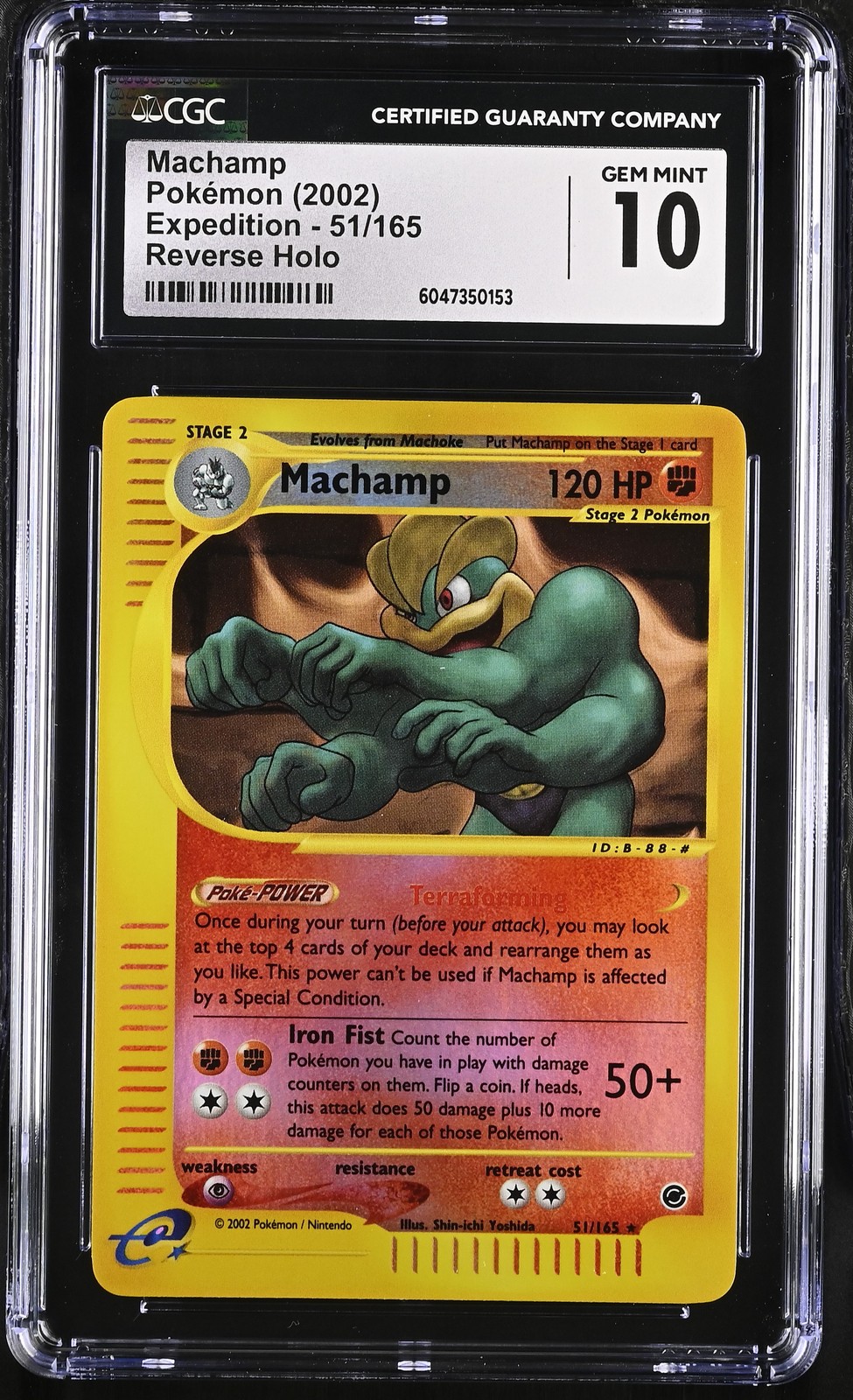 CGC 10 GEM MINT Machamp 2002 Expedition 51/165 Reverse Holo Pokemon Card psa