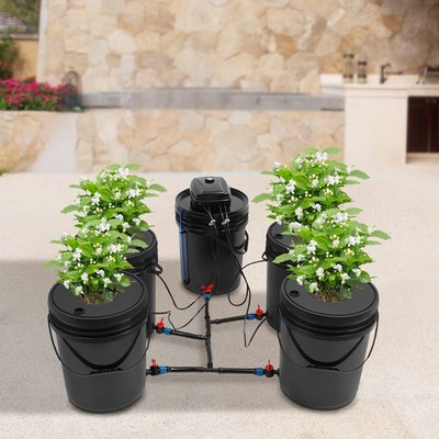 Set of 4 Deep Water Culture DWC Hydroponic Grow System Kit 5 Gallon Bucket