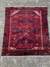 Handmade Traditional Oriental Blue Wool Carpet Rug Antique Carpet 90 X 78 CM