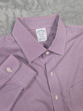 Brooks Brothers Dress Shirt Mens 16 1/2 36 Regent Non Iron Red Blue Check Supima
