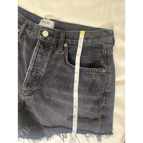 Agolde Womens Black Denim High Rise Raw Hem Shorts Size 29 - Picture 3 of 6