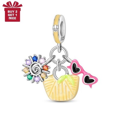 KUNSIR 925 Sterling Silver Shopping Day Pendant Charm For Bracelet Dangle DIY