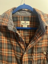 Vintage Woolrich  100% Cotton Orange Flannel Plaid Shirt Mens Medium