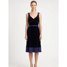 NWT Marc by Marc Jacobs Silk Blend A-Line Midi Velvet Satin Dress Women Size 10