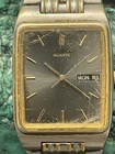Vtg Seiko Quartz 7N33-5A09 Day/Date RARE Gray Dial 28mm Men's Tank 2-Tone Watch!