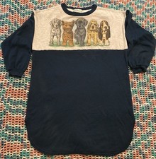Vintage 90  s Kittens Puppy Dogs Raglan Sleep Shirt Sz S/M/L 24in W X 36in L 