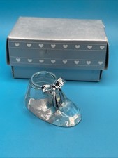 Vintage Keepsake Crystal Baby Boot Shoe with Silver Trim  Bow 2  x 1  