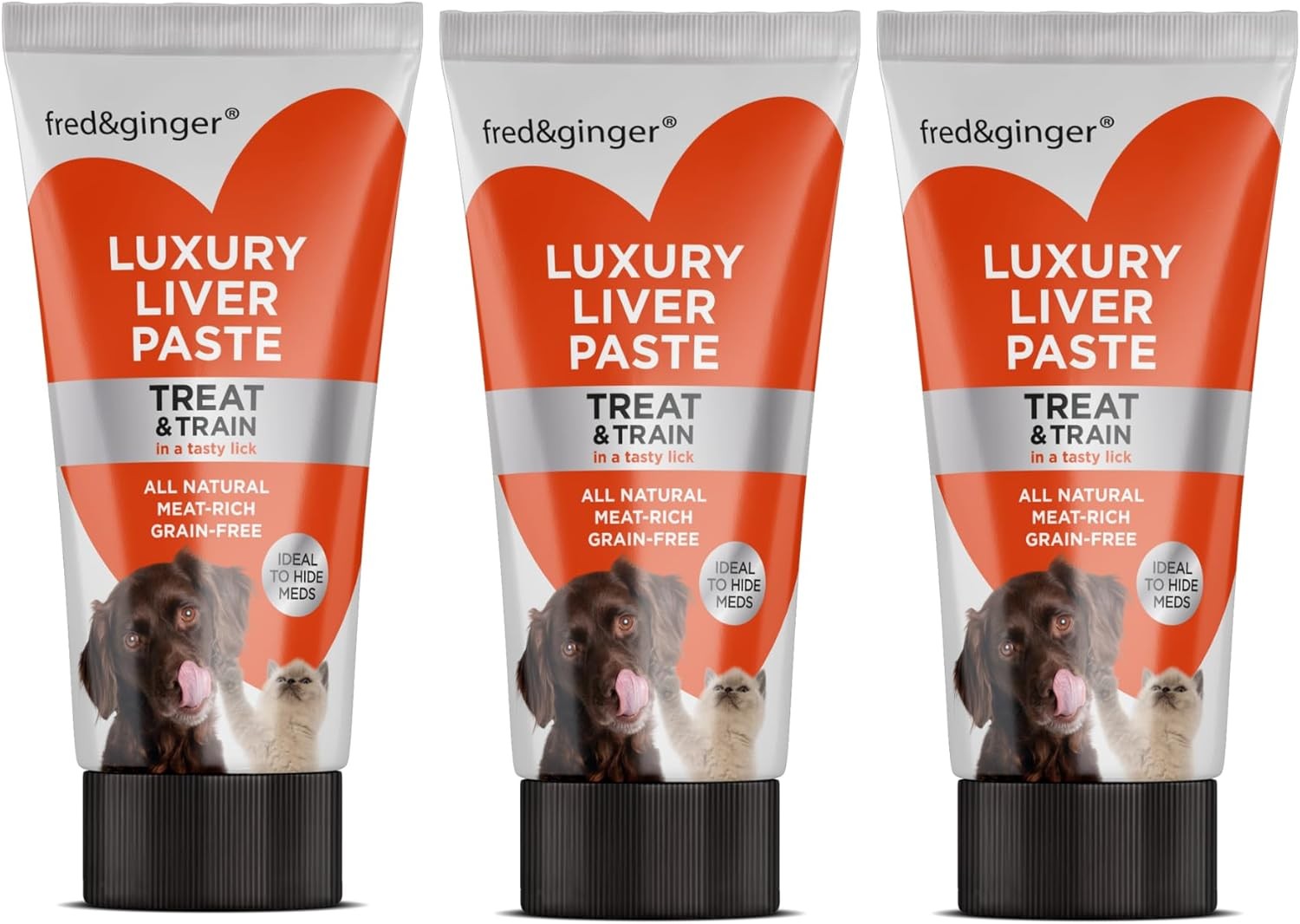 Fred & Ginger Liver Paste Tubes for Dogs and Cats 75g [Pack of 3] Grain Free, H