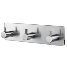 Wall Mounted Stainless Steel Hooks 3 Hook Coat Hanger Towel Holder Adhesive