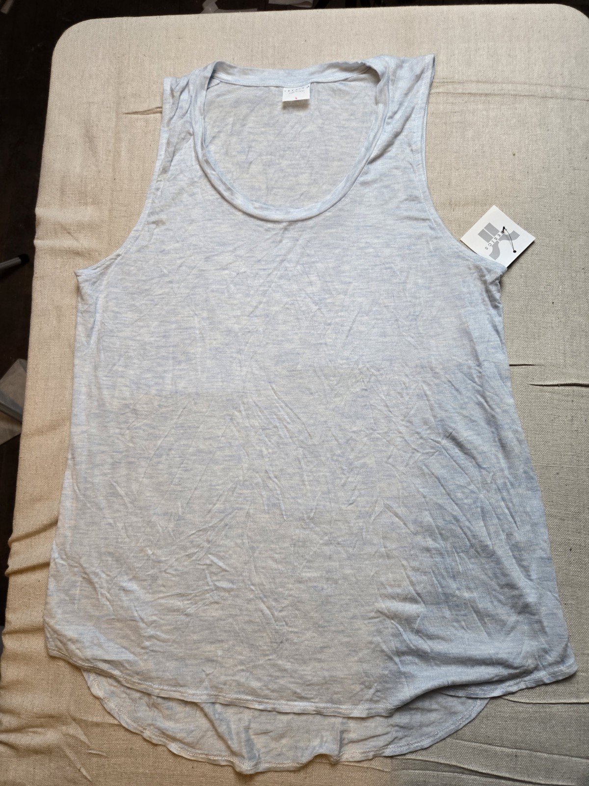 Tresics Womens Large Light Blue Tank Top Sleeveless High Low Hem Stretch