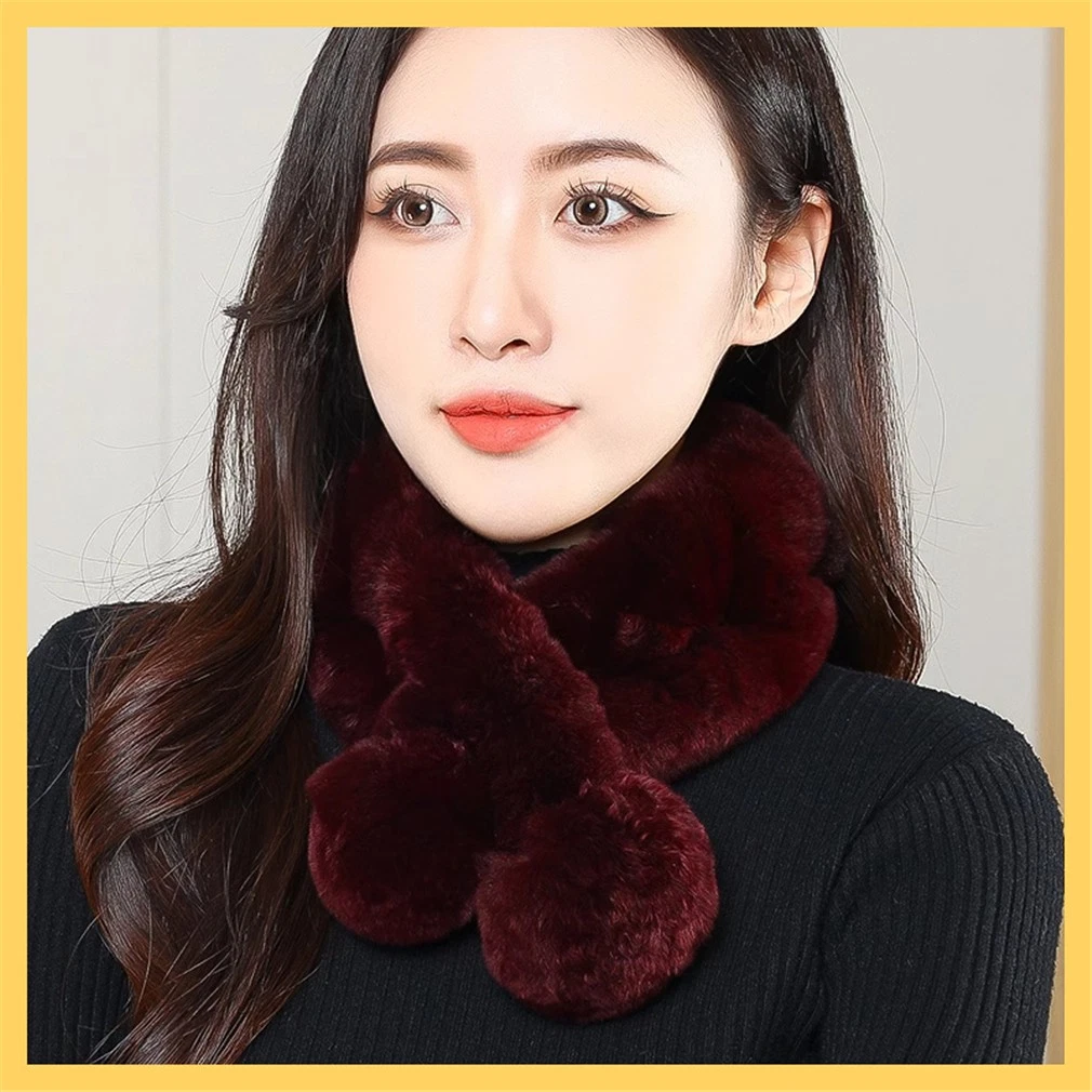 Women's Real Rabbit Fur Scarf Thicken Winter Warm Neck Wrap Collar Size 65x10cm