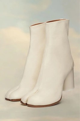 Maison Margiela Tabi Boots Cream Ivory Vintage Leather EU37 US6.5 Authentic