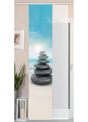 2er Pack Flächenvorhang Digitaldruck Wildseide Optik, Steine Meer, 245x45