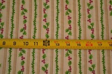 By 1/2 Yd, Christmas Holly Stripes on Cream Quilt Cotton, Oakhurst, M1734