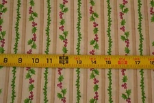 By 1/2 Yd, Christmas Holly Stripes on Cream Quilt Cotton, Oakhurst, M1734