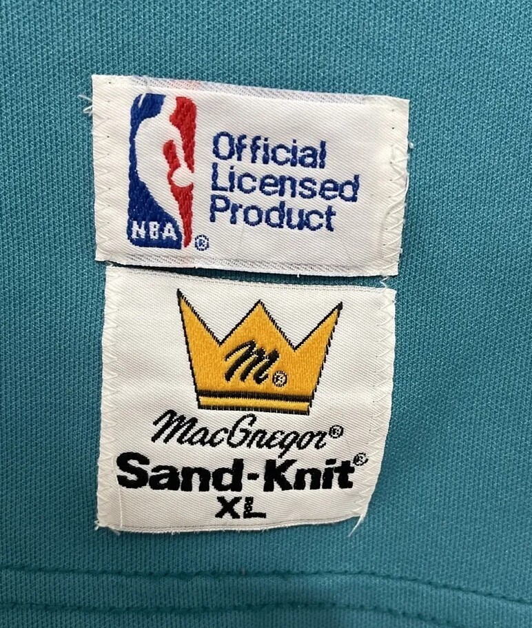 Vintage Mens NBA Charlotte Hornets #34 MacGregor Sand Knit Jersey