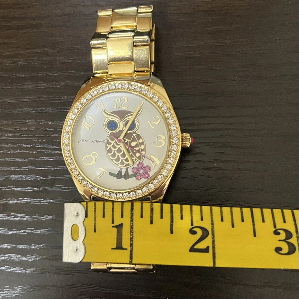 Reloj Betsey Johnson OWL Tono Dorado Banda Cristal Batería Nueva BJ00048-20 Foto 3 de 4