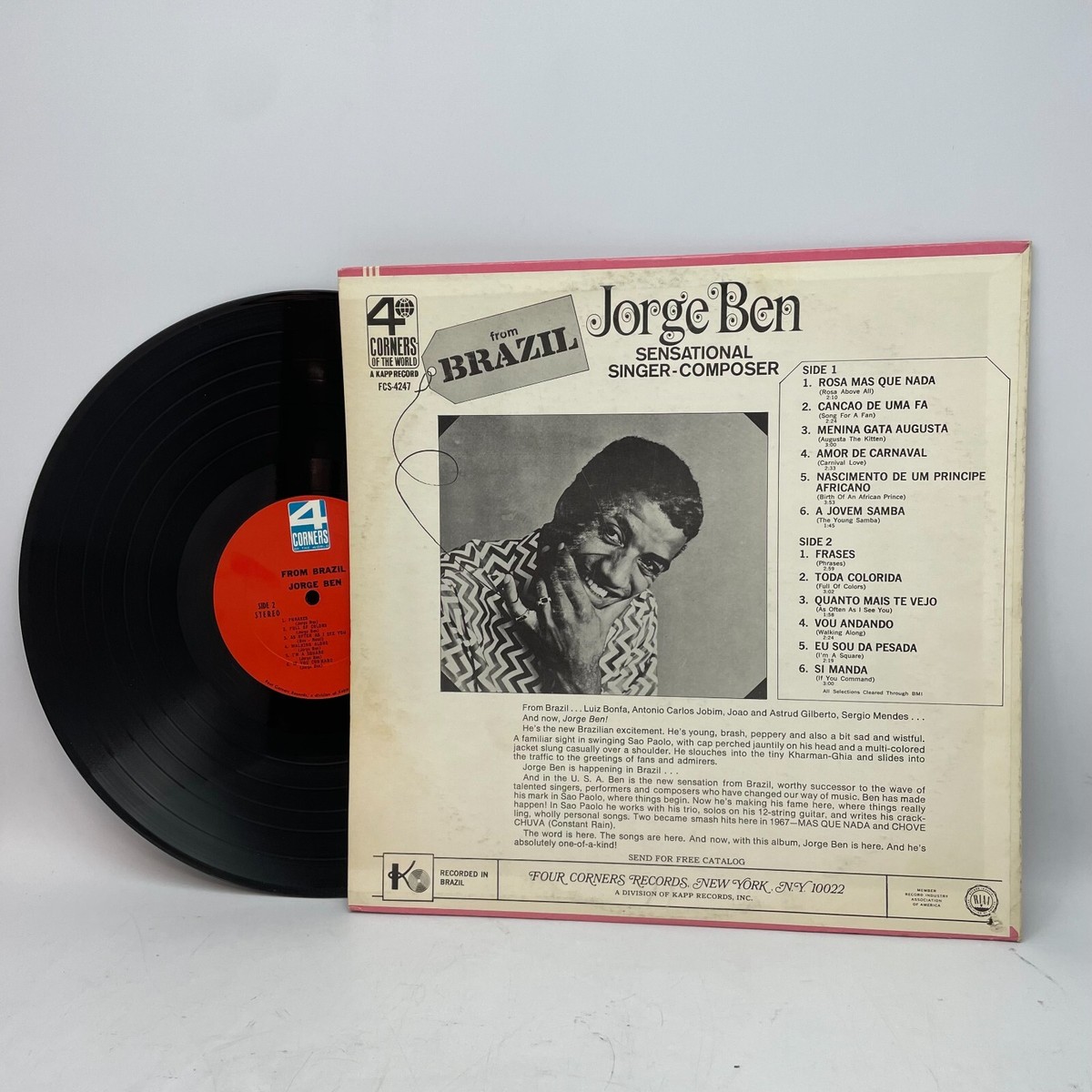 Jorge Ben From Brazil Vinyl LP OG US 1967 Press VG+/G+ Latin